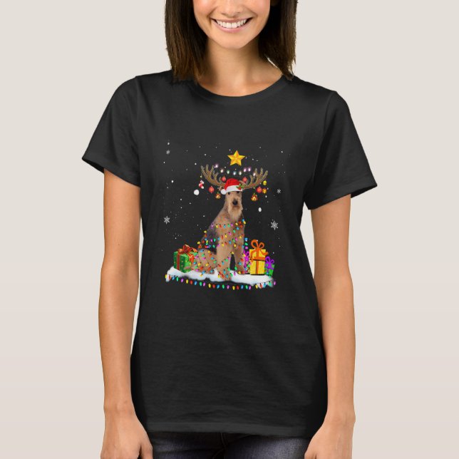 T-shirt Airedale Terrier Chien Noël (Devant)
