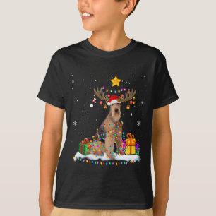 T-shirt Airedale Terrier Chien Noël Reindee Noël