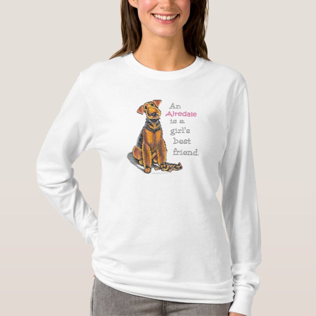 T-shirt Airedale Terrier Girls Meilleur Ami (Devant)