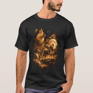 T-shirt Airedale Terrier Hurlement Lune Chien Fantaisie Fo