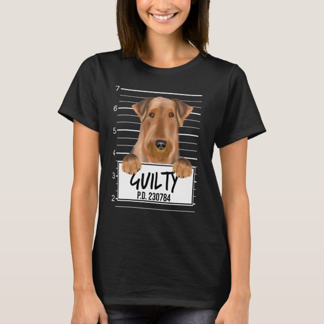 T-shirt Airedale Terrier Mugshot Chien coupable (Devant)