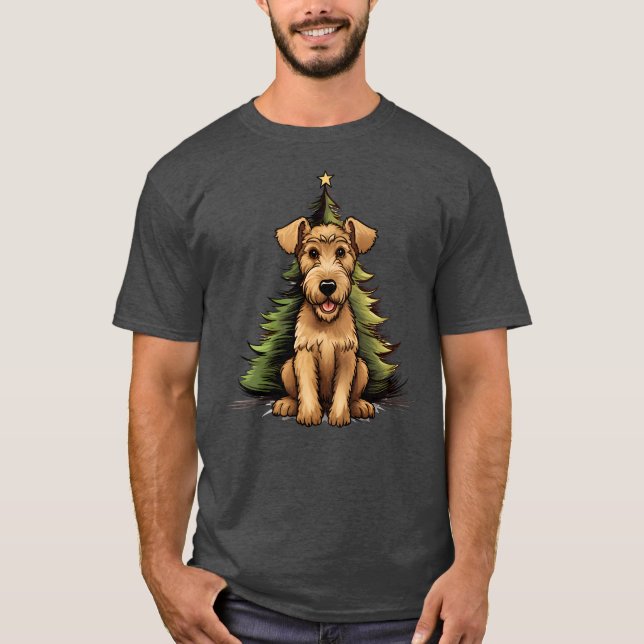 T-shirt Airedale Terrier Noël Chien Chien Chien Chien Chie (Devant)