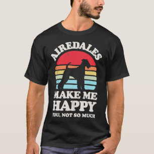 T-shirt Airedale Terriers me rendre heureux Sunset Retro p