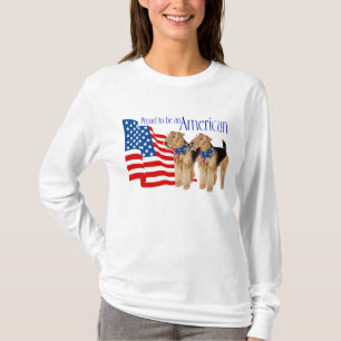 T-shirt Airedales terriers patriotiques