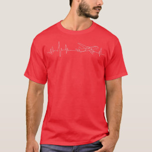 T-shirt Airline Pilot Heartbeart Aviation Aircraft Airpla