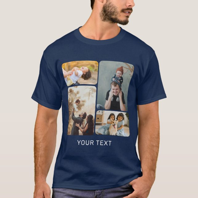 T-shirt Ajouter 4 photos Collage et texte personnalisés (Devant)