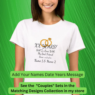T-shirt Ajouter des années, date, noms, Mariage Anniversai
