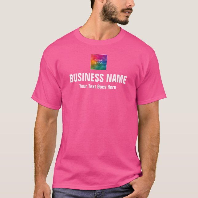 T-shirt Ajouter Entreprise Logo Mens Moderne Wow rose (Devant)