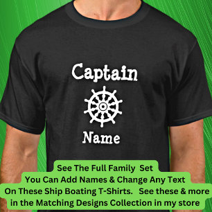 T-shirt Ajouter le nom, capitaine Boat Wheel ensemble de f