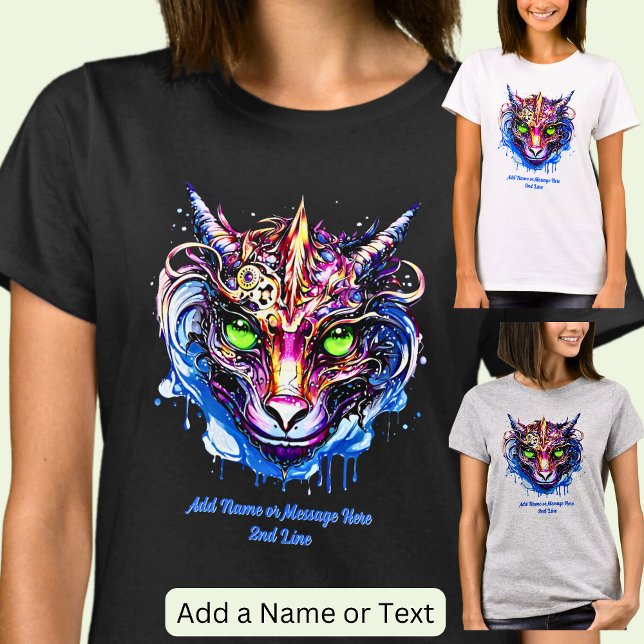 T-shirt Ajouter le nom Texte, Imaginaire rose bleu Dragon  (Créateur téléchargé)