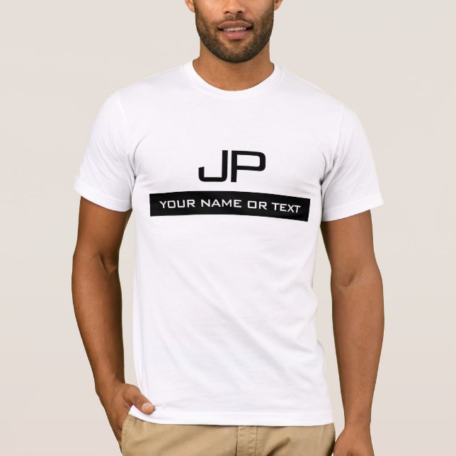 T-shirt Ajouter Nom Ou Texte Élégant Monogramme Hommes Mod (Devant)
