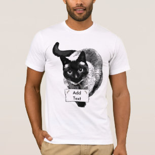 T-shirt Ajouter un message à ce chat amusant tenant un sig