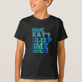 T-shirt Ajouter un nom Eat Sleep BMX Répéter Blue Text Bik