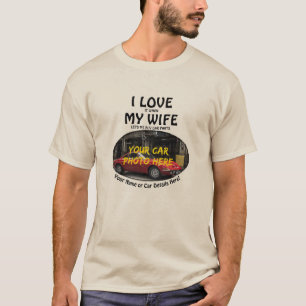 T-shirt Ajouter Un Nom, Sa Photo De Voiture, Texte, J'Aime