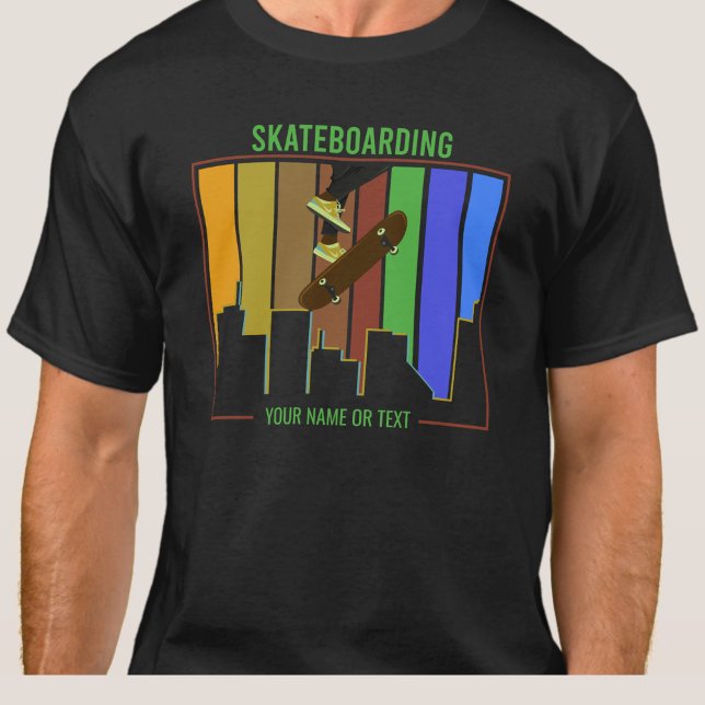 T-shirt Ajouter un nom Texte Skateboard sur la scène urbai (Créateur téléchargé)