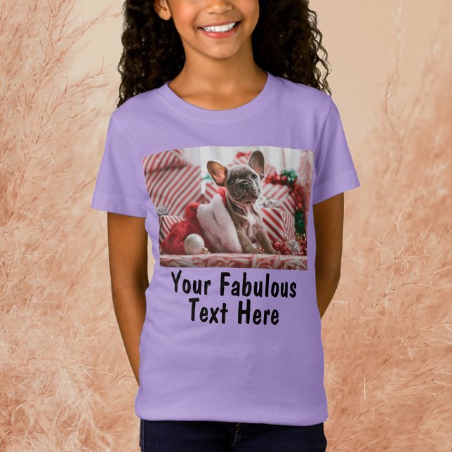 T-Shirt Ajouter une photo et du texte personnalisé Lavende (Créateur téléchargé)