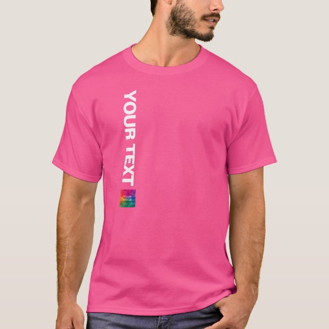 T-shirt Ajouter Une Photo Ou Un Logo Wow Modèle Rose (Devant)
