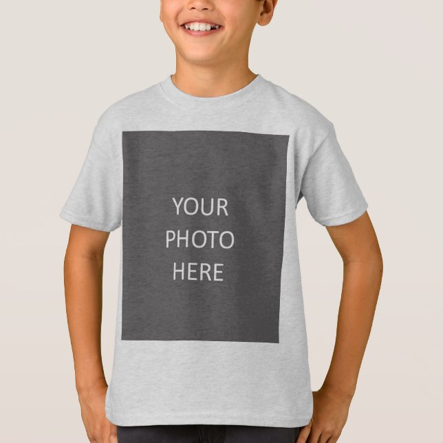 T-shirt Ajouter Votre Image Photo Logo Couleur de cendres (Devant)