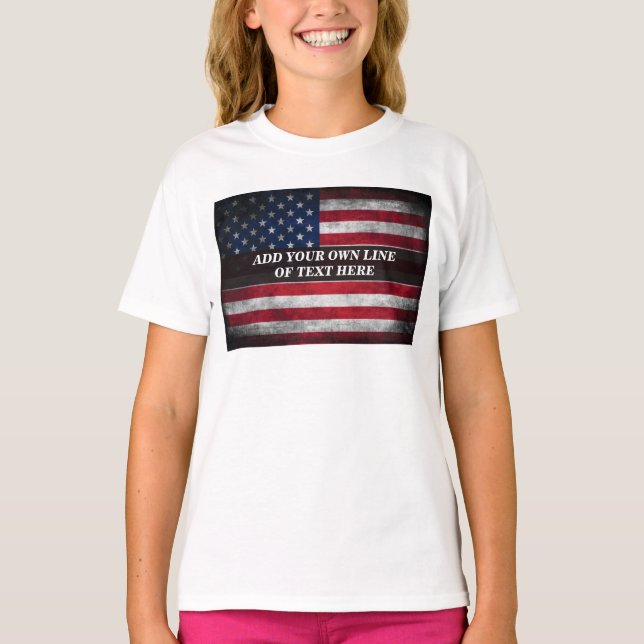 T-shirt Ajouter votre texte sur le drapeau américain (Devant)