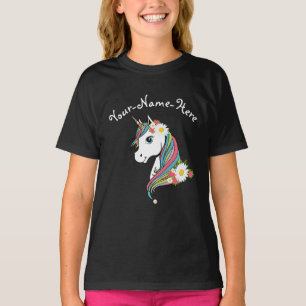 T-shirt Ajoutez la licorne rose nommée de fleurs de