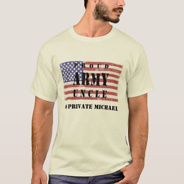 T-shirt Ajoutez le nom de votre neveu Fière Oncle de l'arm (Devant)