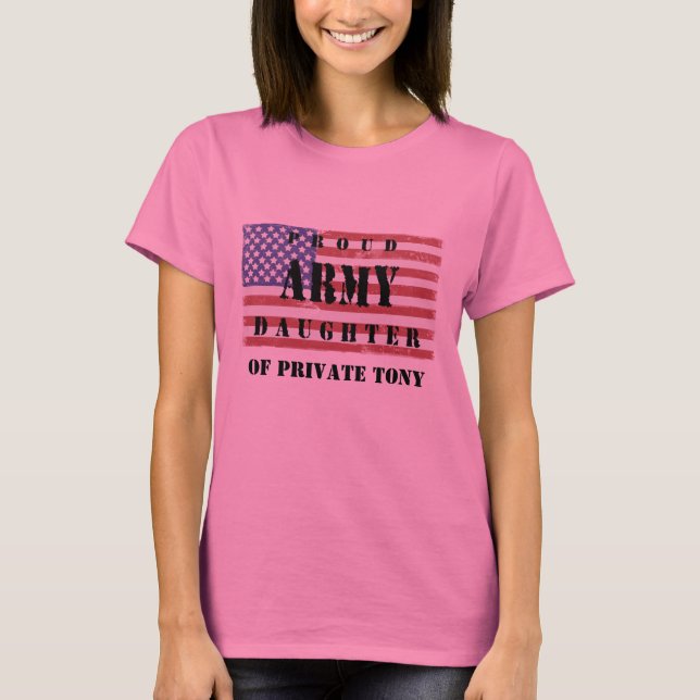 T-shirt Ajoutez le nom de votre parent Fier Chemise fille  (Devant)
