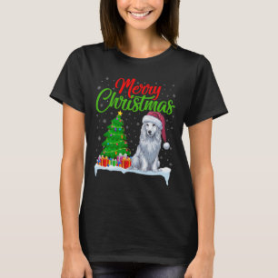 T-shirt Akbash Chien Noël Lumières Arbre Funny Noël Akbash