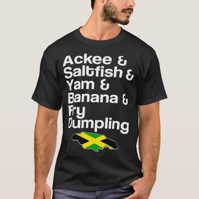 T-shirt Akee Fry de poisson salé Dumpling Jamaïcain Plat (Devant)
