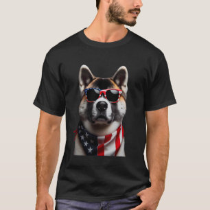 T-shirt Akita Dog 4 juillet American Incependance Day Ow