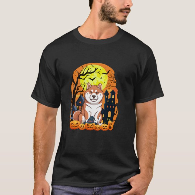 T-shirt Akita Inu Chien Avec Citrouilles Drôle Scandale Ha (Devant)