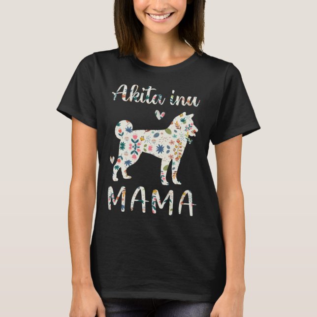 T-shirt Akita Inu Mama Floral Dog Mom Love (Devant)