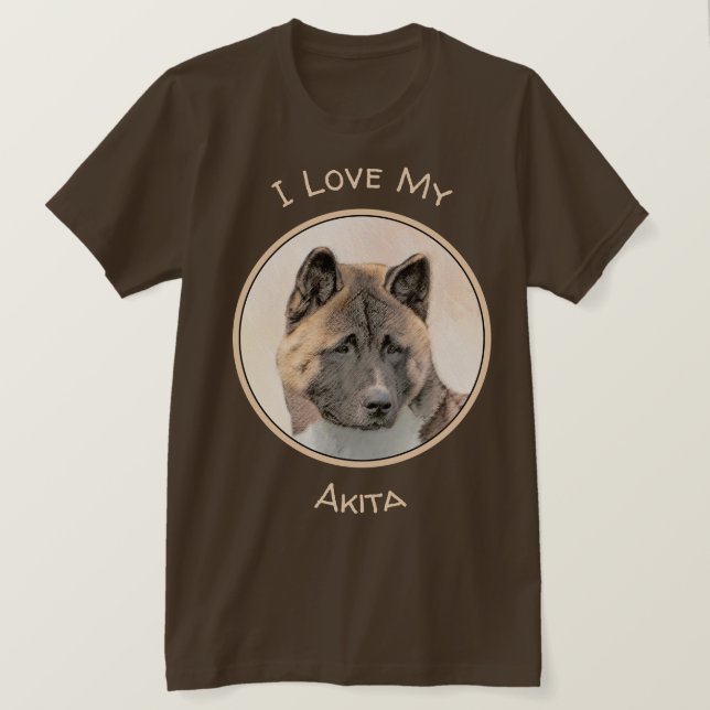 T-shirt Akita Peinture - Cute Original Chien Art (Design devant)