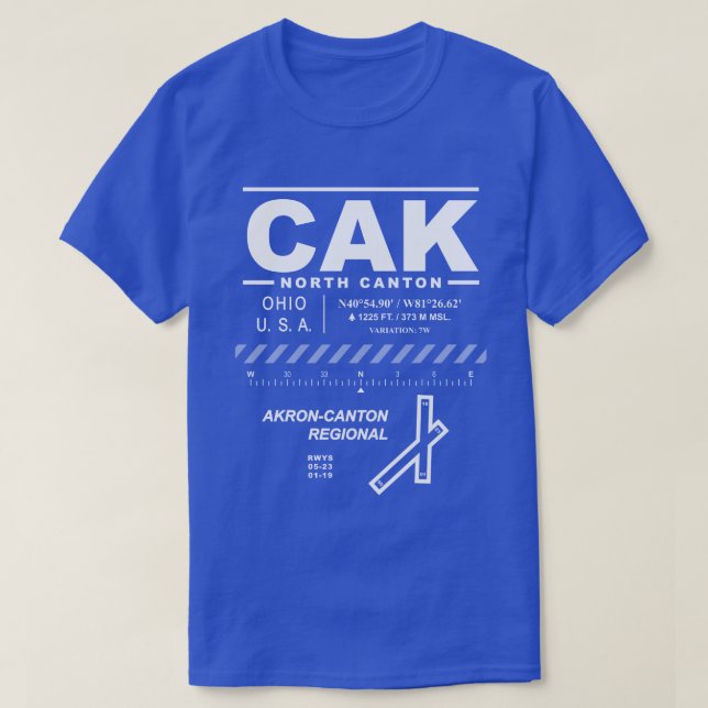 T-shirt Akron-Canton Aéroport Tee - shirt CAK (Design devant)