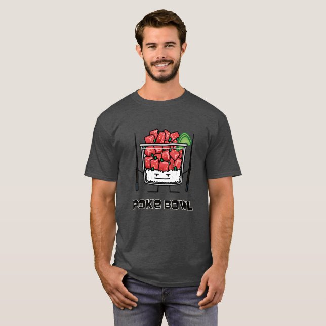 T-shirt Aku de baguettes de salade de poisson cru d'Hawaï (Devant entier)