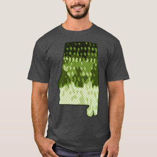 T-shirt Alabama State Bass Pêche couleur Motif Art
