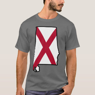 T-shirt Alabama State Flag Background with Outline Oversiz