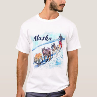 T-shirt Alaska (AK) Une équipe de chiens de traîneau