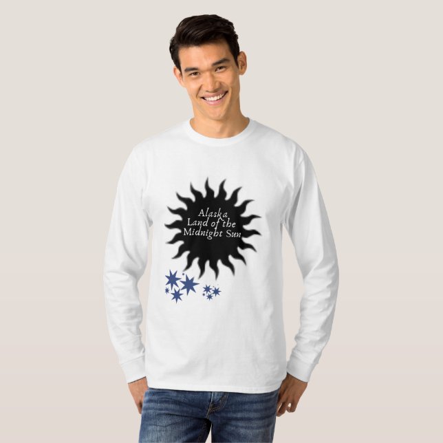 T-shirt Alaska Black Midnight Sun Art (Devant entier)
