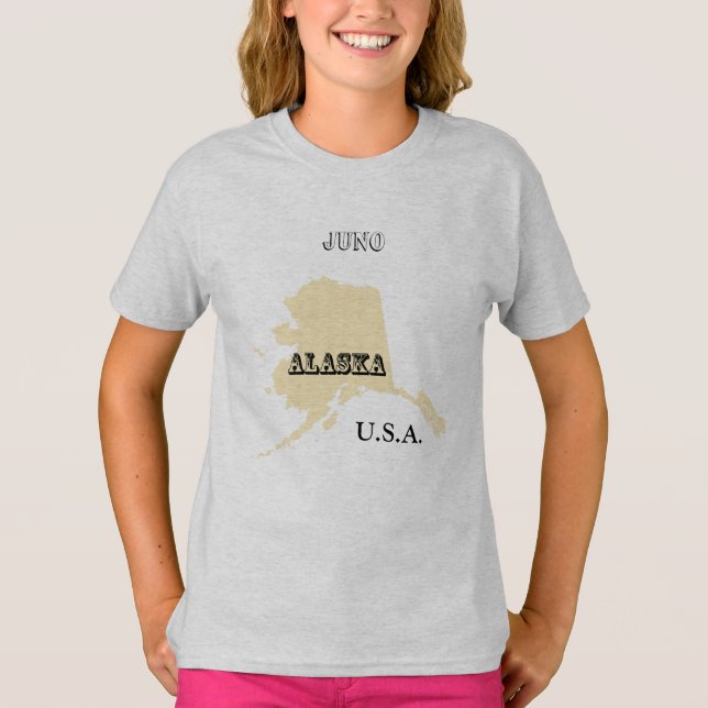 T - Shirt - Alaska Karte mit Stadt (Vorderseite)