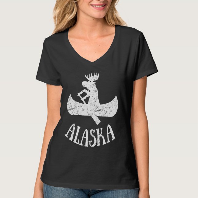 T-shirt Alaska Moose Moose Canoe Vacation (Devant)