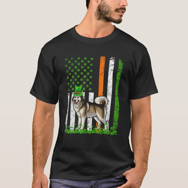 T-shirt Alaskan Malamute Chien Jour de la Saint Patrick ir (Devant)