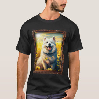 T-shirt Alaskan Malamute Painting Sunflower Flower Mom Wom