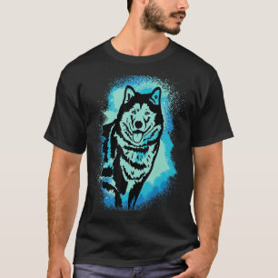 T-shirt Alaskien Malamute Peinture bleu Design Chien Maman