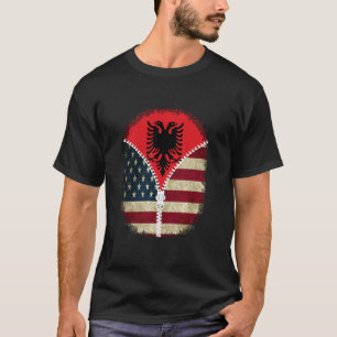 T-shirt Albanie Drapeau américain - États-Unis Zipper alba