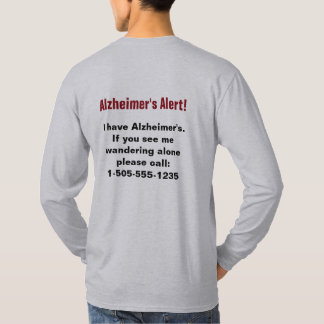 T-shirt Alerte d'Alzheimer avec numéro de téléphone person