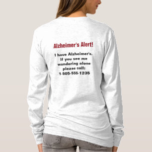 T-shirt Alerte d'Alzheimer avec numéro de téléphone person