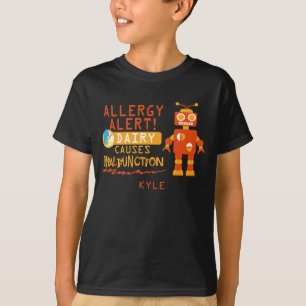 T-shirt Alerte orange personnalisée d'allergie de laiterie