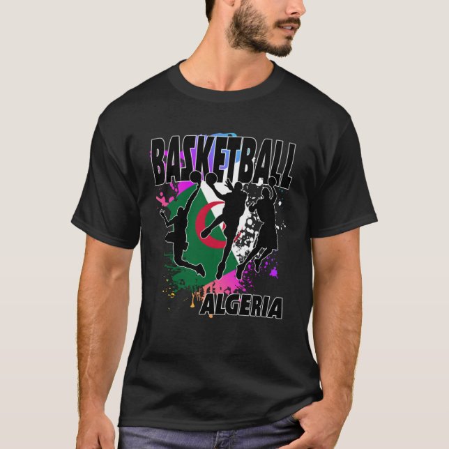 T-shirt Algeria Flag  Love Playing Basketball  1 (Devant)