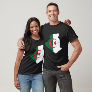 T-shirt Algérie Drapeau Sur La Carte Du Pays