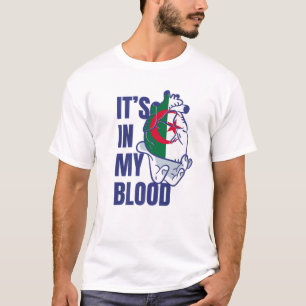 T-shirt Algérienne Coeur Sang Veines Drapeau Mains Algér